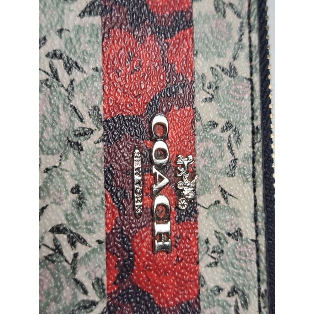Coach New York Wristlet Wallet Floral Stripes & Zip Closure Nice Classic Nice - Picture 2 of 11